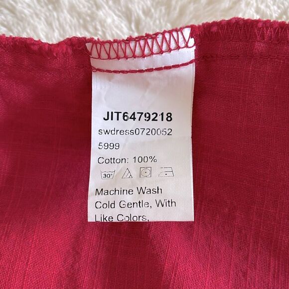 SHEIN 100% Cotton Red Wrap Backless Dress XL - Picture 13 of 14